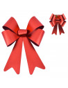 Tradineur - Pack de 2 lazos decorativos, poliéster y plástico, adornos Navidad, árbol, envolver regalos, manualidades (Rojo bril