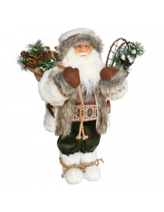 Tradineur - Figura de Santa Claus nórdico, poliéster y plástico, Papá Noel de Navidad, adorno, decoración festiva original, hoga