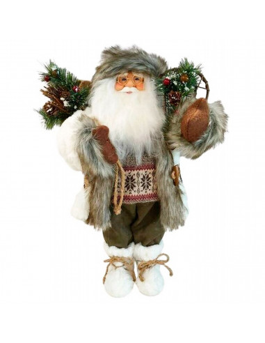 Tradineur - Figura de Santa Claus nórdico, poliéster y plástico, Papá Noel de Navidad, adorno, decoración festiva original, hoga