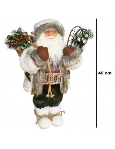 Tradineur - Figura de Santa Claus nórdico, poliéster y plástico, Papá Noel de Navidad, adorno, decoración festiva original, hoga