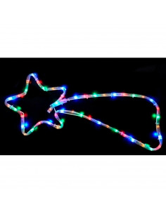 Tradineur - Cometa LED con 48 luces multicolor, 3W, plástico y metal, estrella fugaz, iluminación de Navidad, silueta de ventana