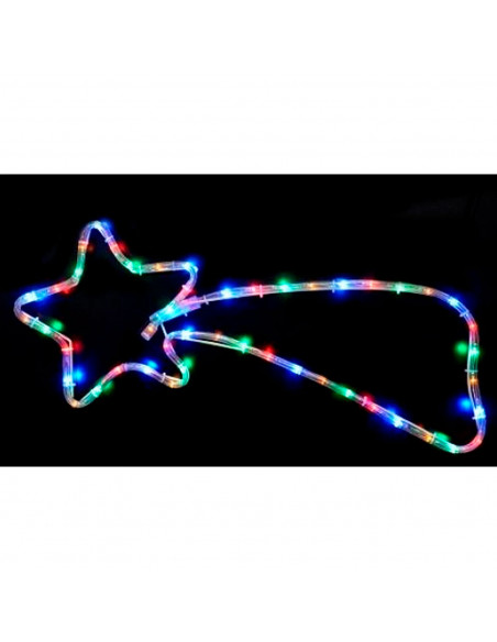 Tradineur - Cometa LED con 48 luces multicolor, 3W, plástico y metal, estrella fugaz, iluminación de Navidad, silueta de ventana