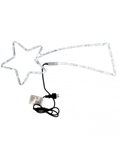 Tradineur - Cometa LED con 48 luces multicolor, 3W, plástico y metal, estrella fugaz, iluminación de Navidad, silueta de ventana