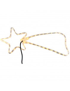 Tradineur - Cometa LED con 48 luces blanco cálido, 3W, plástico y metal, estrella fugaz, iluminación de Navidad, silueta de vent