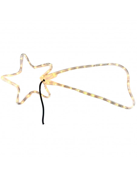 Tradineur - Cometa LED con 48 luces blanco cálido, 3W, plástico y metal, estrella fugaz, iluminación de Navidad, silueta de vent