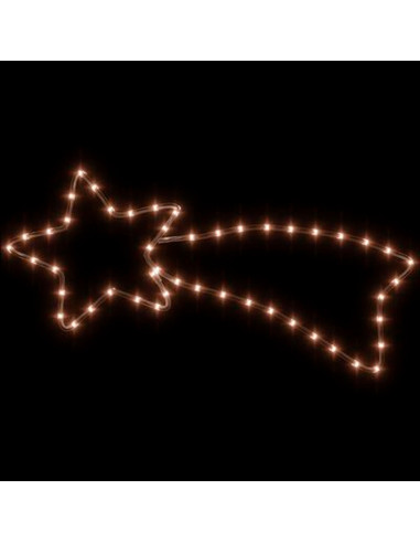 Tradineur - Cometa LED con 48 luces blanco cálido, 3W, plástico y metal, estrella fugaz, iluminación de Navidad, silueta de vent