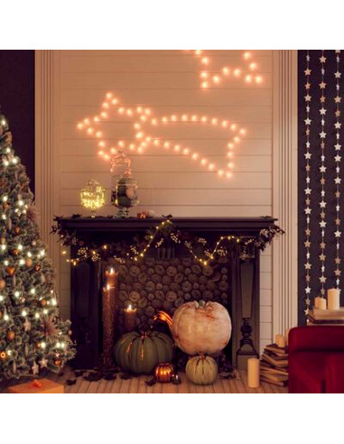 Tradineur - Cometa LED con 48 luces blanco cálido, 3W, plástico y metal, estrella fugaz, iluminación de Navidad, silueta de vent