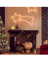 Tradineur - Cometa LED con 48 luces blanco cálido, 3W, plástico y metal, estrella fugaz, iluminación de Navidad, silueta de vent