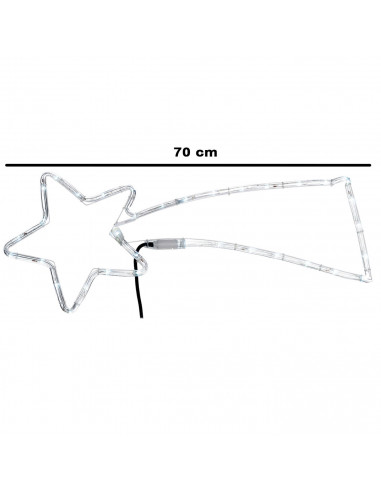 Tradineur - Cometa LED con 48 luces blanco cálido, 3W, plástico y metal, estrella fugaz, iluminación de Navidad, silueta de vent