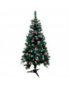 Tradineur - Árbol de Navidad con piñas y bayas, pino artificial verde con puntas blancas, estructura de plástico y metal revesti