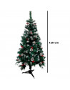 Tradineur - Árbol de Navidad con piñas y bayas, pino artificial verde con puntas blancas, estructura de plástico y metal revesti