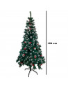 Tradineur - Árbol de Navidad con piñas y bayas, pino artificial verde con puntas blancas, estructura de plástico y metal revesti