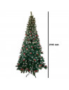 Tradineur - Árbol de Navidad con piñas y bayas, pino artificial verde con puntas blancas, estructura de plástico y metal revesti