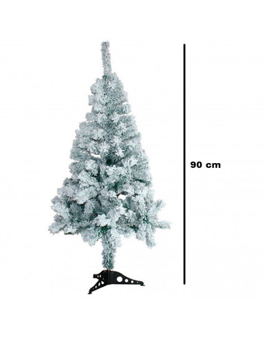 Tradineur - Árbol de Navidad nevado, pino, abeto artificial blanco, estructura de plástico y metal revestido, robusto y duradero