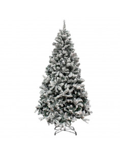 Tradineur - Árbol de Navidad nevado, pino, abeto artificial blanco, estructura de plástico y metal revestido, robusto y duradero