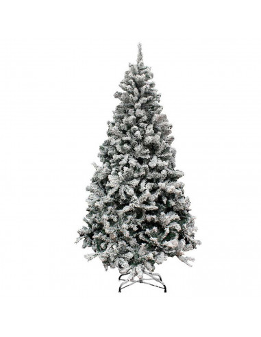 Tradineur - Árbol de Navidad nevado, pino, abeto artificial blanco, estructura de plástico y metal revestido, robusto y duradero