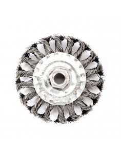 Cepillo circular de acero trenzado para amoladora 10 cm, ideal para eliminar pintura o barnices, Recambio para amoladora de acer