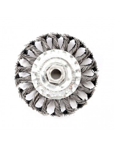 Cepillo circular de acero trenzado para amoladora 10 cm, ideal para eliminar pintura o barnices, Recambio para amoladora de acer