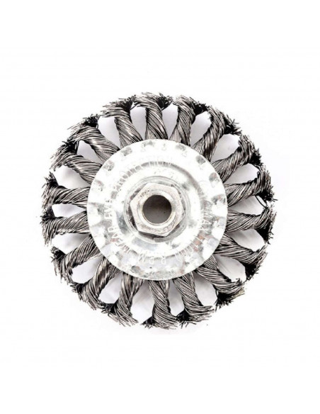 Cepillo circular de acero trenzado para amoladora 10 cm, ideal para eliminar pintura o barnices, Recambio para amoladora de acer