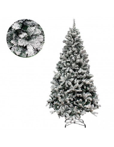 Tradineur - Árbol de Navidad nevado, pino, abeto artificial blanco, estructura de plástico y metal revestido, robusto y duradero