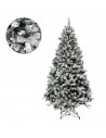 Tradineur - Árbol de Navidad nevado, pino, abeto artificial blanco, estructura de plástico y metal revestido, robusto y duradero