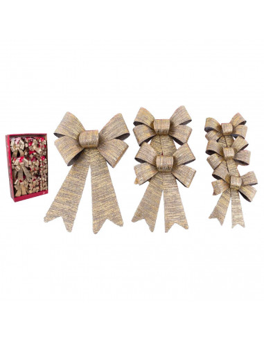 Tradineur - Pack de 3 Lazos de navidad - Fabricados en Plástico y poliéster - Decoración para temporada navideño - Modelos Surti
