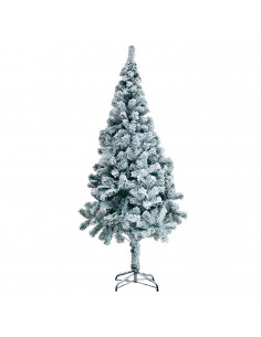 Tradineur - Árbol de Navidad nevado, pino, abeto artificial blanco, estructura de plástico y metal revestido, robusto y duradero