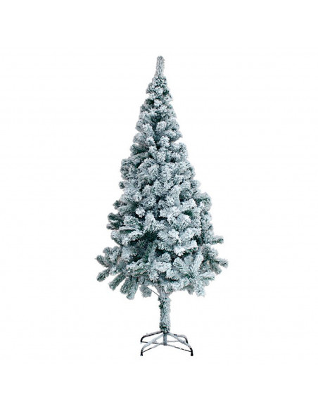 Tradineur - Árbol de Navidad nevado, pino, abeto artificial blanco, estructura de plástico y metal revestido, robusto y duradero