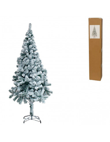 Tradineur - Árbol de Navidad nevado, pino, abeto artificial blanco, estructura de plástico y metal revestido, robusto y duradero