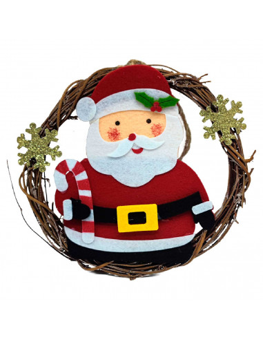 Tradineur - Pack de 2 Coronas colgantes navideñas - Fabricados en madera y poliéster - Decoración para temporada navideña - Ø 19