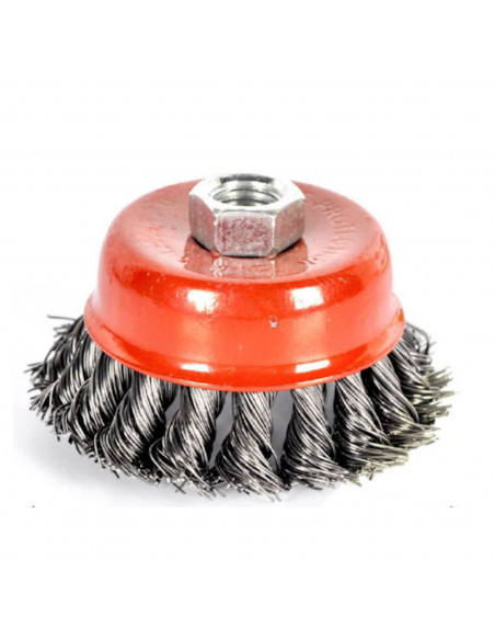 Cepillo circular de acero trenzado para amoladora 8 cm , ideal para eliminar pintura o barnices, Recambio para amoladora de acer