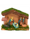 Tradineur - Pack de 2 portales de belén con 5 figuras - Fabricados en Hierbas y papel - Decoración para temporada - 9 x 12 x 5 c