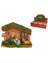 Tradineur - Pack de 2 portales de belén con 5 figuras - Fabricados en Hierbas y papel - Decoración para temporada - 9 x 12 x 5 c