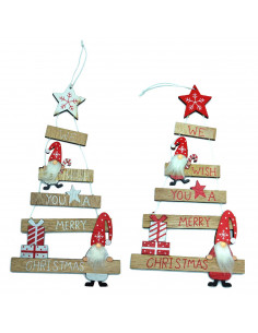 Tradineur - Pack de 2 Colgantes para árbol navideño - Fabricado en Chapado y poliéster - 13,5 x 36 cm - Modelo Surtido