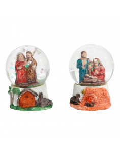 Tradineur - Pack de 2 Bolas de agua de nacimiento - Fabricado en Cristal y resina - Decoración para temporada navideña - Ø 4,5 x