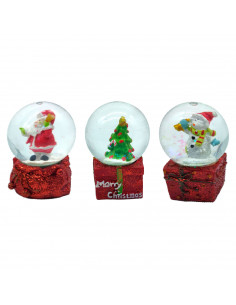 Tradineur - Pack de 3 Mini Bolas de cristal navideñas - Fabricado en Resina y Cristal - Decoración para temporada navideñas - Ø
