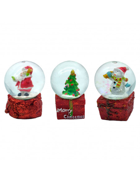 Tradineur - Pack de 3 Mini Bolas de cristal navideñas - Fabricado en Resina y Cristal - Decoración para temporada navideñas - Ø