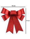 Tradineur - Pack de 9 lazos decorativos, poliéster y plástico, adornos Navidad, árbol, envolver regalos, manualidades (Rojo bril