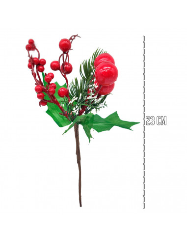 Tradineur - Pack de 4 Picks de bayas rojas navideñas - Decoración para temporada navideña - 23 x 14 cm - Modelo Aleatorio