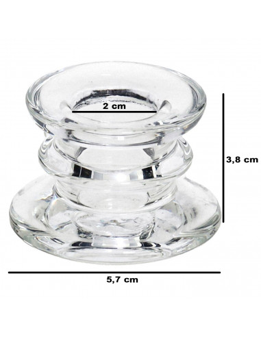 Tradineur - Pack de 5 portavelas de vidrio, soportes para velas cilíndricas, alargadas, decoración, centros de mesa, Navidad, bo