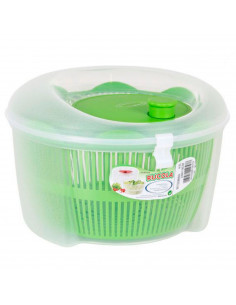 Centrifugadora escurridora de ensalada 4,5 litros con manivela color verde 14,5 x 24 x 24 cm