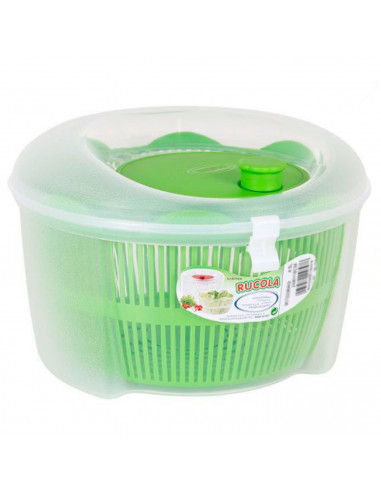 Centrifugadora escurridora de ensalada 4,5 litros con manivela color verde 14,5 x 24 x 24 cm