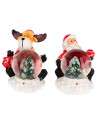 Tradineur - Pack de 2 bolas de nieve con figuras navideñas, cristal relleno de agua, agitar, estructura de resina, adornos, deco