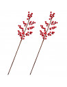 Tradineur - Pack de 2 varas de bayas rojas - Fabricado en Plástico y espuma - Decoración para temporada navideña - Longitud de 6