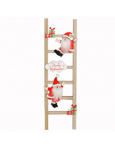 Tradineur - Escalera decorativa navideña de Papá Noel, madera MDF, adorno, Santa Claus, decoración festiva original, Navidad, ho