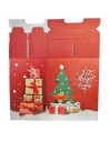 Tradineur - Caja de cartón para lote de Navidad, caja plegable con asa, guardar regalos, botellas vino, resistente (Rojo - 28 x