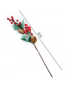 Tradineur - Pack de 2 varas nevadas de pino, bayas rojas y piñas - Fabricado en espuma y plástico - Decoración para navidad - 55