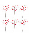 Tradineur - Pack de 6 varas de bayas rojas - Fabricado en Plástico y espuma - Decoración para temporada navideña - Longitud de 3
