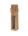 Tradineur - Pack de 6 bolsas de papel con ventana para botella de vino, asas de cuerda, guardar, regalar, envolver champán, Navi