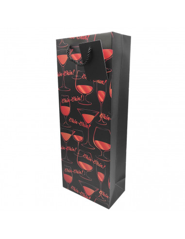Tradineur - Pack de 8 bolsas de papel decoradas para botella de vino, asas de cuerda, guardar, regalar, envolver champán, Navida